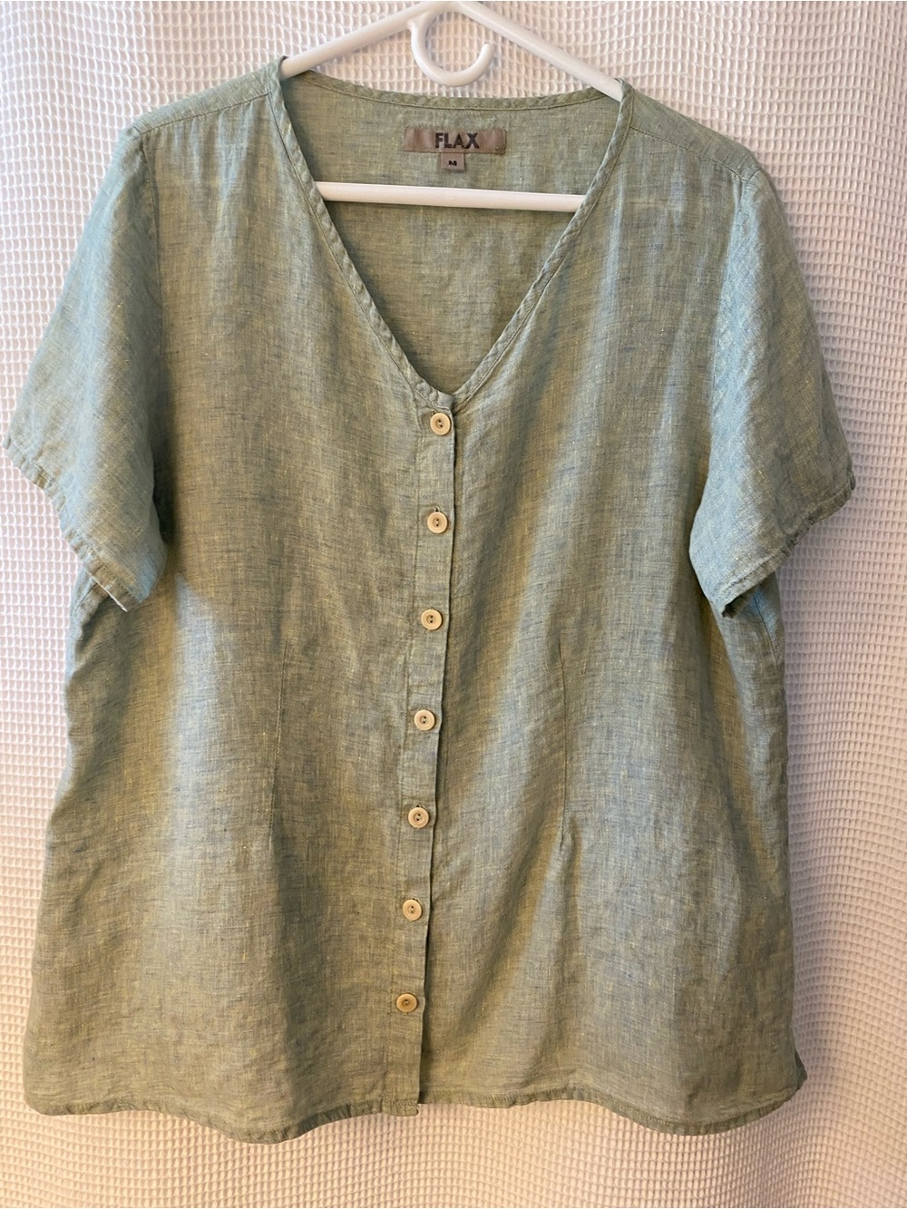 Flax Lightweight Linen Button-Front Top in Sage